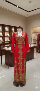 Kaftan Maxi Traditionnel Marocain Rouge Élégant et Luxueux pour Femme, Fait Main avec Perles de Pierre, Design Personnalisé, Antistatique 2026 - Product Image 2