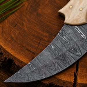 Custom Handmade Damascus Steel Skinning Hunting <b>Knife</b> with Resin & <b>Bone</b> <b>Handle</b>, Full Tang Fixed Blade Outdoor Camping Survival - Product Image 2