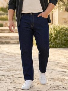 <b>Men</b>’s Regular Fit <b>Stretch</b> Washed Jeans | Mid Rise Comfortable Everyday Denim Pants - Product Image 3