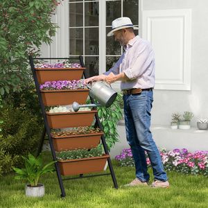 5 Tier Raised <b>Garden</b> Bed on Wheels with Drainage Holes and Storage <b>Boxes</b> <b>for</b> Indoor <b>Plants</b> - Product Image 1