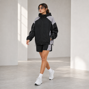 Ensemble coupe-vent léger en polyester pour femme OEM ODM, fermeture éclair intégrale, séchage rapide, fabricant de vêtements en gros - Product Image 2