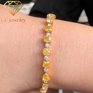 Bracelet tennis en or blanc 14 carats avec diamants jaunes fantaisie multiformes, bijoux raffinés haut de gamme pour soirée - Product Image 3