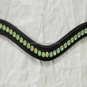 Cadena de cristales de Diamante de cristal con forma de onda de cuero inglés negro, canal vacío decorativo, banda acolchada para cejas de caballo en mazorca completa - Product Image 3