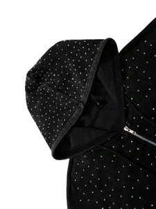 Custom Men's Crystal Studded Full <b>Rhinestone</b> Zip Up Hoodie 100% Cotton Oversized Streetwear Fleece <b>Jacket</b> Autumn OEM - Product Image 3