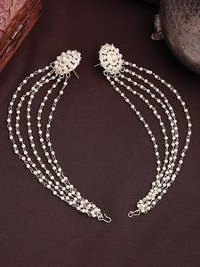 Pendientes elegantes con borlas de perlas chapadas en oro para mujer, joyería clásica de estilo Bollywood para fiesta de boda - Product Image 4