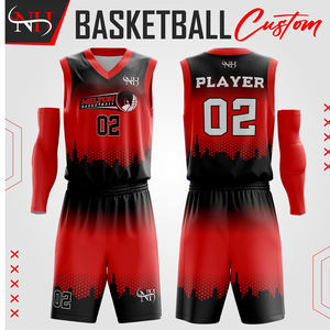 Tenue de basketball de haute qualité, confortable, à manches courtes, ensemble de maillots de basketball au meilleur design en rouge. - Product Image 5
