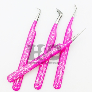 New Glitter Lash Tweezers <b>Mink</b> Lash Tweezers Stainless Steel Pink Tweezers With Free logo Packing Fiber tip Low Moq - Product Image 5