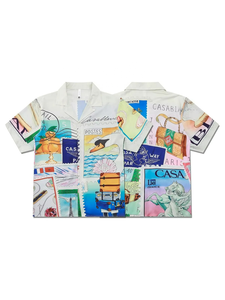 Camisa de Satén Retro para Hombre, Estilo Urbano Europeo Americano, Casual Juvenil, Cuello Hawaiano Cubano, Ligera y de Lujo, Manga Corta - Product Image 3