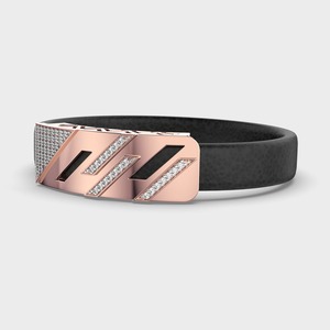 IGI Certified Lab Grown Round Diamond Geometric Leather Bracelet for <b>Men</b> in 14K Yellow / White / Rose Gold - Product Image 3