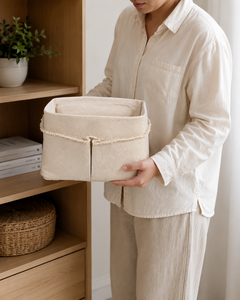 Organic Cotton Canvas <b>Storage</b> Basket 390 GSM GOTS Certified <b>Laundry</b> Bin Home Organizer Wholesale OEM ODM Private Label Supplier - Product Image 5
