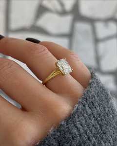 Anillo de compromiso con diamante de laboratorio de 3 quilates, corte cojín alargado, estilo antiguo, certificado IGI, diamante de mina antigua. - Product Image 3
