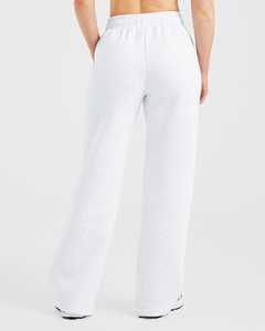 Pantalon de jogging gris chiné pleine longueur pour femme, coupe droite, en molleton doux, pantalon de survêtement pour femme - Product Image 2