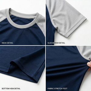 T-shirt décontracté pour homme à col rond et manches raglan, en mélange polyester/coton, tissu respirant, t-shirt élégant - Product Image 6
