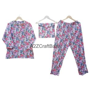 Conjunto de Pijama de Lujo para Mujer, Hecho a Mano, con Estampado Floral, 100% Algodón, Transpirable y Suave, para Invierno, Regalo para Damas de Honor - Product Image 1