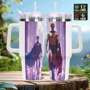 Stainless Steel Tumbler 40oz With Handle For <b>Coffee</b> And Tea Travel Use - Product Image 2