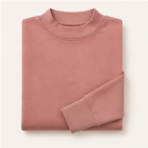 Sudadera personalizada para mujer, color rosa empolvado, cuello simulado, corte largo, abertura lateral, estilo relajado, WSS-0003 - Product Image 5