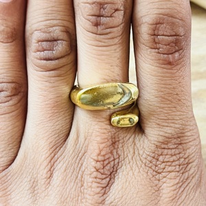 Modern Style Minimalist Signet Brass <b>Ring</b> For Women 18k Gold Plated Smooth Geometric Open <b>Statement</b> <b>Ring</b> Wholesale/OEM/ODM - Product Image 6