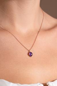 Pendentif améthyste délicat fait main en argent sterling 925 plaqué or 14 carats, bijou minimaliste, cadeau pour femme - Product Image 6