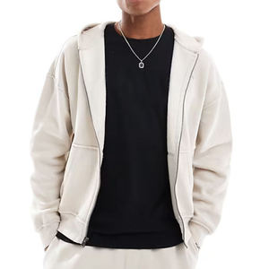 Sweat-shirt à capuche zippé pour homme de qualité supérieure, en molleton de coton, coupe oversize, style streetwear décontracté, avec logo personnalisé, fournisseur en gros - Product Image 6