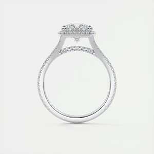 Anillo de compromiso con diamante cultivado en laboratorio de 2.50 quilates, corte cojín, halo francés oculto, con puntas en miniatura y pavé francés - Product Image 5