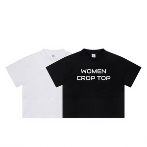 Camiseta Corta Informal Transpirable para Mujer, Blanca, de Alta Calidad, 100% Algodón, 305 g/m², Top Corto, Impresión Personalizada, Logotipo Bordado - Product Image 1