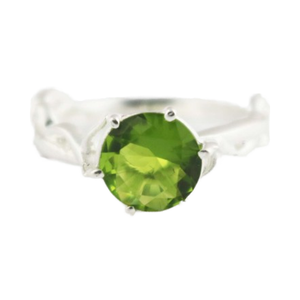 Bague en argent sterling 925 avec pierre de péridot solitaire sertie à griffes pour femmes - Product Image 1