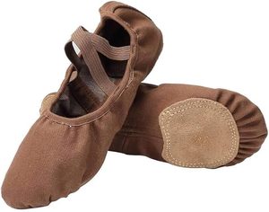 Zapatos de Baile Flexibles y Cómodos Baifa Danzo para Niñas y Mujeres, Color Marrón, Lona Elástica, Suela Dividida, Venta al Por Mayor - Product Image 1