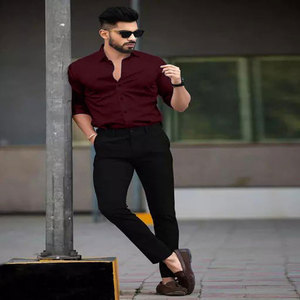 Camisas de vestir de algodón de manga larga para hombre ODM de alta calidad, diseño de negocios impreso transpirable, verano para cuello de Polo para negocios Te - Product Image 1