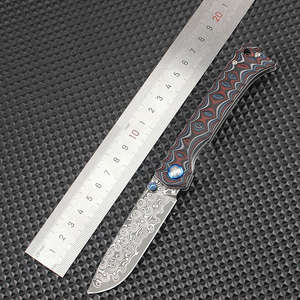 Couteau pliant en acier Damas pour le camping et la chasse, personnalisable OEM, qualité industrielle, de poche, portable, multifonctionnel - Product Image 5