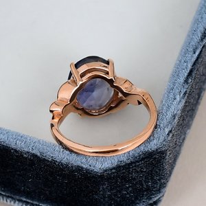 Oval Cut Iolite Engagement Ring Solid 925 Sterling Silver Rose Gold Plated Prong <b>Set</b> Nature Inspired Classic Ring For Women - Product Image 4