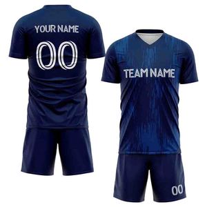 Ensemble d'uniformes de football à col en V, maillot d'été imprimé pour l'extérieur, short personnalisé avec nom d'équipe sur le devant - Product Image 5