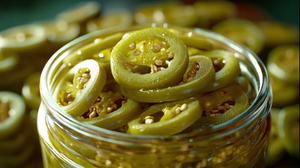 Sliced Jalapeno Peppers Preserved in Vinegar Chopped Green Spicy <b>Pickled</b> Vegetables Fruit Mason <b>Jar</b> Pack - Product Image 5