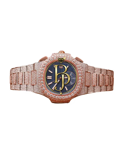 Montre chronographe de luxe en diamant Briva B-077-1, boîtier en acier inoxydable, verre bleu, mouvement à quartz analogique, fermoir pliant pour hommes, 25mm - Product Image 4
