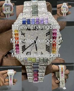 Rainbow <b>Watch</b> for <b>Men</b> Luxury <b>Quartz</b> <b>Watches</b> Man Fashion Hip Hop Full Diamond Wristwatch - Product Image 5