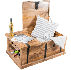 Mesa de Centro Moderna Europea de Madera de Mango, Forma Cuadrada, Acabado Negro y Natural, Caja de Almacenamiento para Sala de Estar, Bandeja para Botellas de Vino - Product Image 5