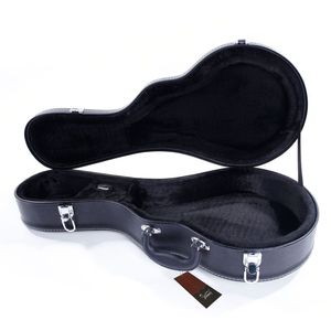 Custodia per mandolino in legno e pelle nera con motivo microgroove stile F - Product Image 5