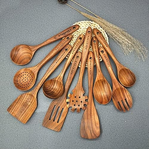 Espátula y Cuchara para Ensalada Ecológicas de Madera de Acacia y Mango con Acabado Espejo - Product Image 3