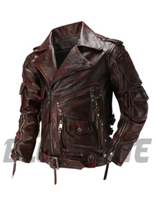 Chaqueta de Motociclista de Cuero PU Negra para Hombre BLOODLINE, Cierre de Cremallera, Cuello Camisero, para Otoño - Product Image 4