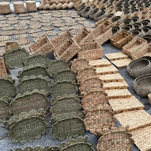 Set de table rond en jacinthe d'eau tressé à la main, naturel, écologique, résistant à la chaleur, pour la décoration de table, vente en gros - Product Image 4