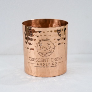Customized Handmade Copper Candle Container Hammered Metal Votive Vessels Jars Lid Decorative Scented 18 Oz <b>Heat</b> Resistant Matte - Product Image 1