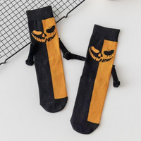 Chaussettes d'Halloween magnétiques personnalisées pour couples, chaussettes assorties à motif citrouille, chaussettes fantaisie pour enfants, adultes, vente en gros, détaillants