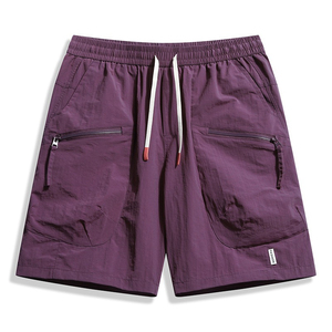 Pantalones Cortos Cargo para Hombre, Cintura Media, Cordón Ajustable, Secado Rápido, Color Sólido, Estilo Casual, Tela de Poliéster, Bolsillos con Cremallera - Product Image 4
