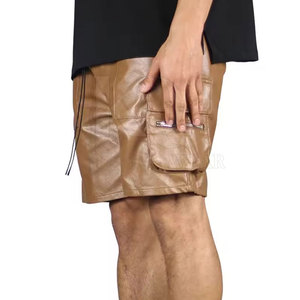 Shorts en cuir décontractés haut de gamme pour hommes avec surface lisse, coutures renforcées, légers et respirants pour une durabilité accrue - Product Image 2