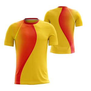 เสื้อยืดกีฬาไล่เฉดสีเหลืองแดงสำหรับผู้ชาย แห้งเร็ว เหมาะสำหรับการฝึกซ้อม - Product Image 2