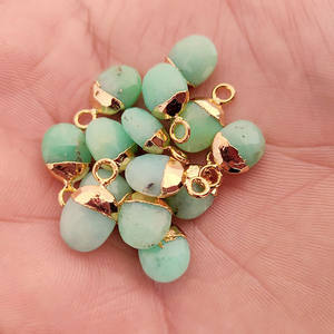 Pendentif ovale en chrysoprase facetté plaqué or, fournitures de fabrication de bijoux en pierres précieuses naturelles, vente en gros - Product Image 3