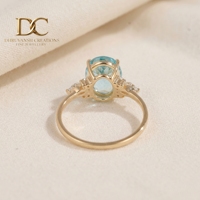 Bague en or massif 14 carats avec diamant de laboratoire et pierre bleue Paraiba de laboratoire, bijoux fins pour femme, cadeau de mariage, bijoux sur mesure