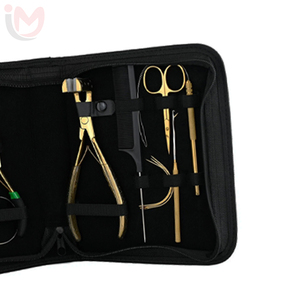Kit d'outils pour extensions de cheveux : pinces métalliques, ciseaux, aiguille à crochet OU pinces pour extensions adhésives et micro-perles - Product Image 3
