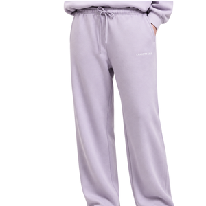 Women Light Lavender Wide Leg Fleece Sweatpants Elastic Waist Loose Fit Casual Soft <b>Winter</b> Lounge <b>Trousers</b> - Product Image 1