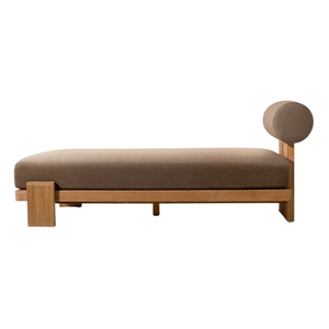 Tumbona de Madera de Teca de Estilo Contemporáneo con Cojín y Respaldo Cilíndrico, Mueble de Exterior Minimalista y Ecológico - Product Image 6