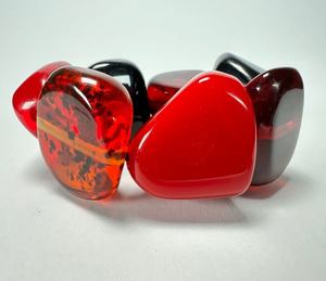 Handmade Resin Bangle <b>Bracelet</b> Irregular Shape <b>Red</b> Black Artistic Love Theme Valentine'S Day Jewelry Sculpture - Product Image 1